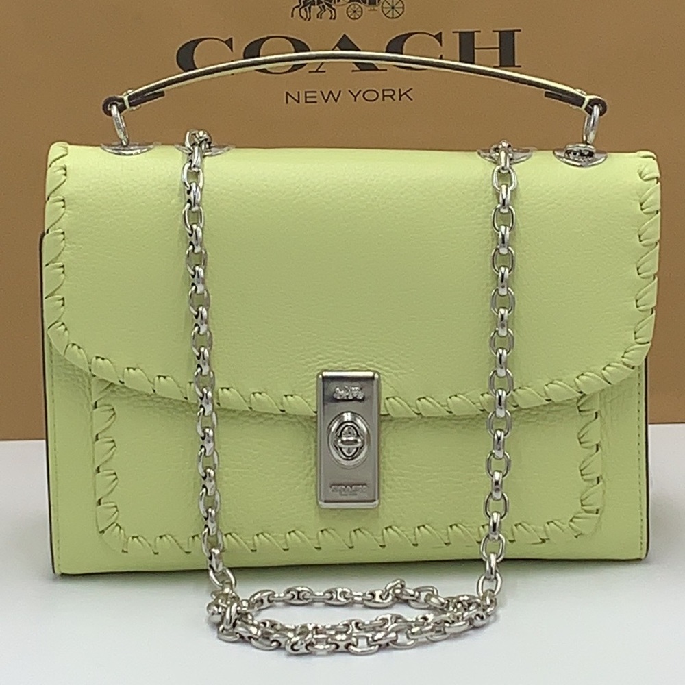 COACH NWT Lane Shoulder Bag With Whipstitch COLOR:
Silver/Pale Lime - Picture 9 of 16